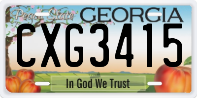 GA license plate CXG3415