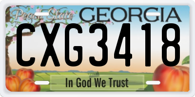 GA license plate CXG3418