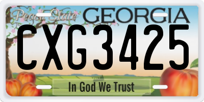 GA license plate CXG3425