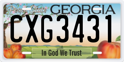 GA license plate CXG3431