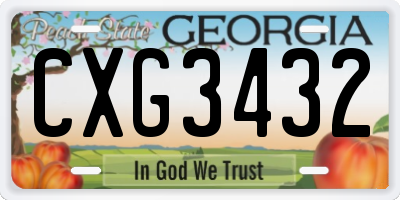 GA license plate CXG3432