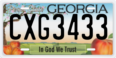 GA license plate CXG3433