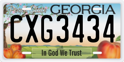 GA license plate CXG3434