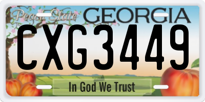 GA license plate CXG3449