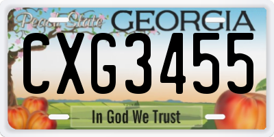 GA license plate CXG3455