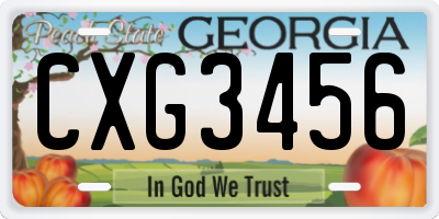 GA license plate CXG3456