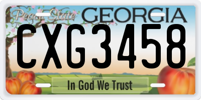 GA license plate CXG3458