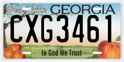 GA license plate CXG3461