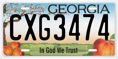 GA license plate CXG3474