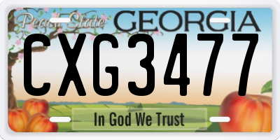 GA license plate CXG3477