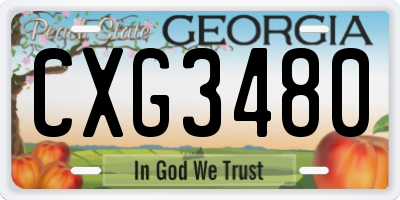 GA license plate CXG3480
