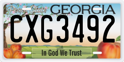 GA license plate CXG3492