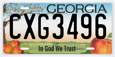 GA license plate CXG3496