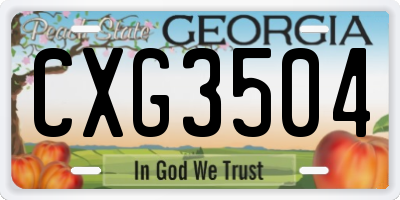 GA license plate CXG3504