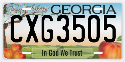 GA license plate CXG3505
