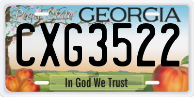 GA license plate CXG3522