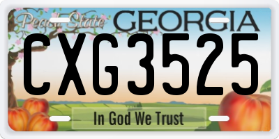 GA license plate CXG3525