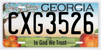 GA license plate CXG3526