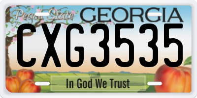 GA license plate CXG3535