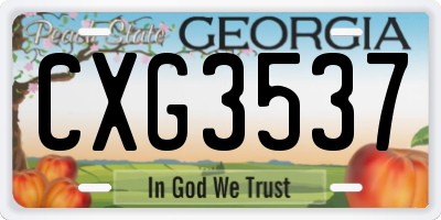 GA license plate CXG3537