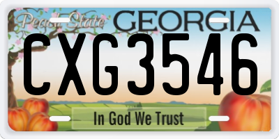 GA license plate CXG3546