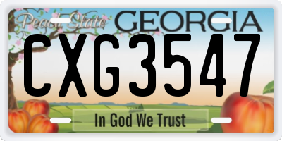 GA license plate CXG3547