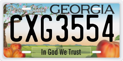 GA license plate CXG3554