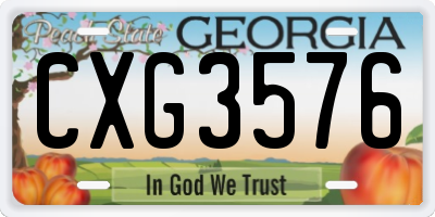 GA license plate CXG3576