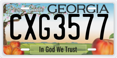 GA license plate CXG3577