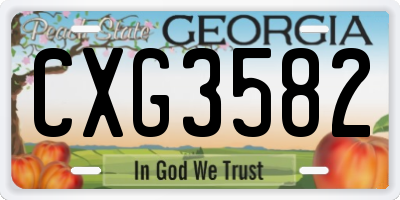 GA license plate CXG3582
