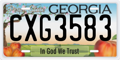 GA license plate CXG3583