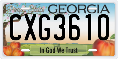 GA license plate CXG3610