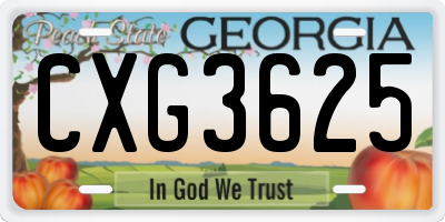 GA license plate CXG3625