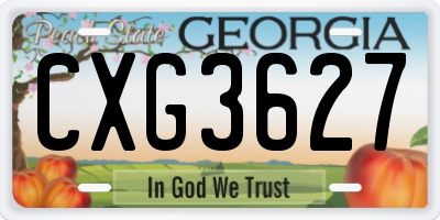 GA license plate CXG3627
