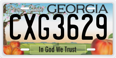 GA license plate CXG3629