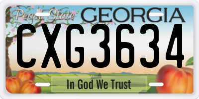 GA license plate CXG3634