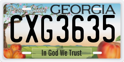 GA license plate CXG3635