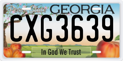 GA license plate CXG3639