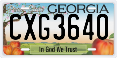 GA license plate CXG3640