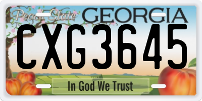 GA license plate CXG3645