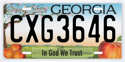 GA license plate CXG3646