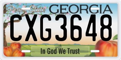 GA license plate CXG3648