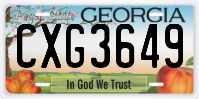 GA license plate CXG3649