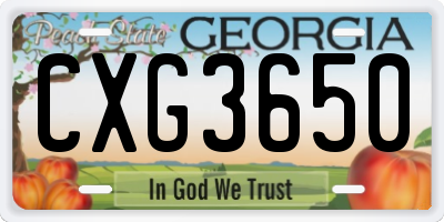 GA license plate CXG3650