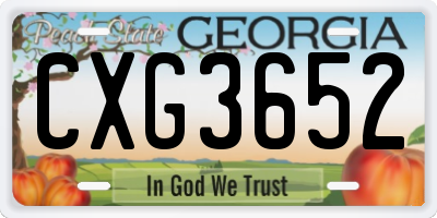 GA license plate CXG3652