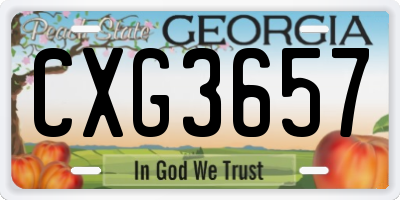GA license plate CXG3657