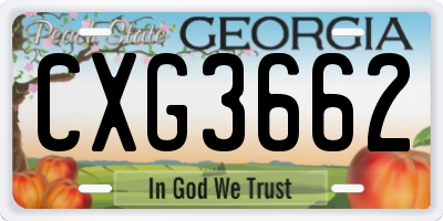GA license plate CXG3662