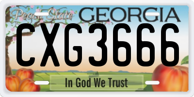 GA license plate CXG3666