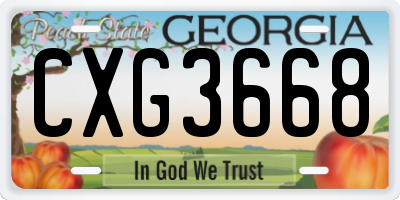 GA license plate CXG3668