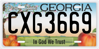 GA license plate CXG3669